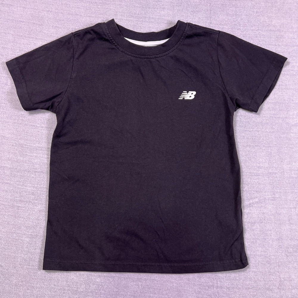 New Balance Logo Comfort Crew Neck Short Sleeve T-Shirt Unisex Kids 10 Black